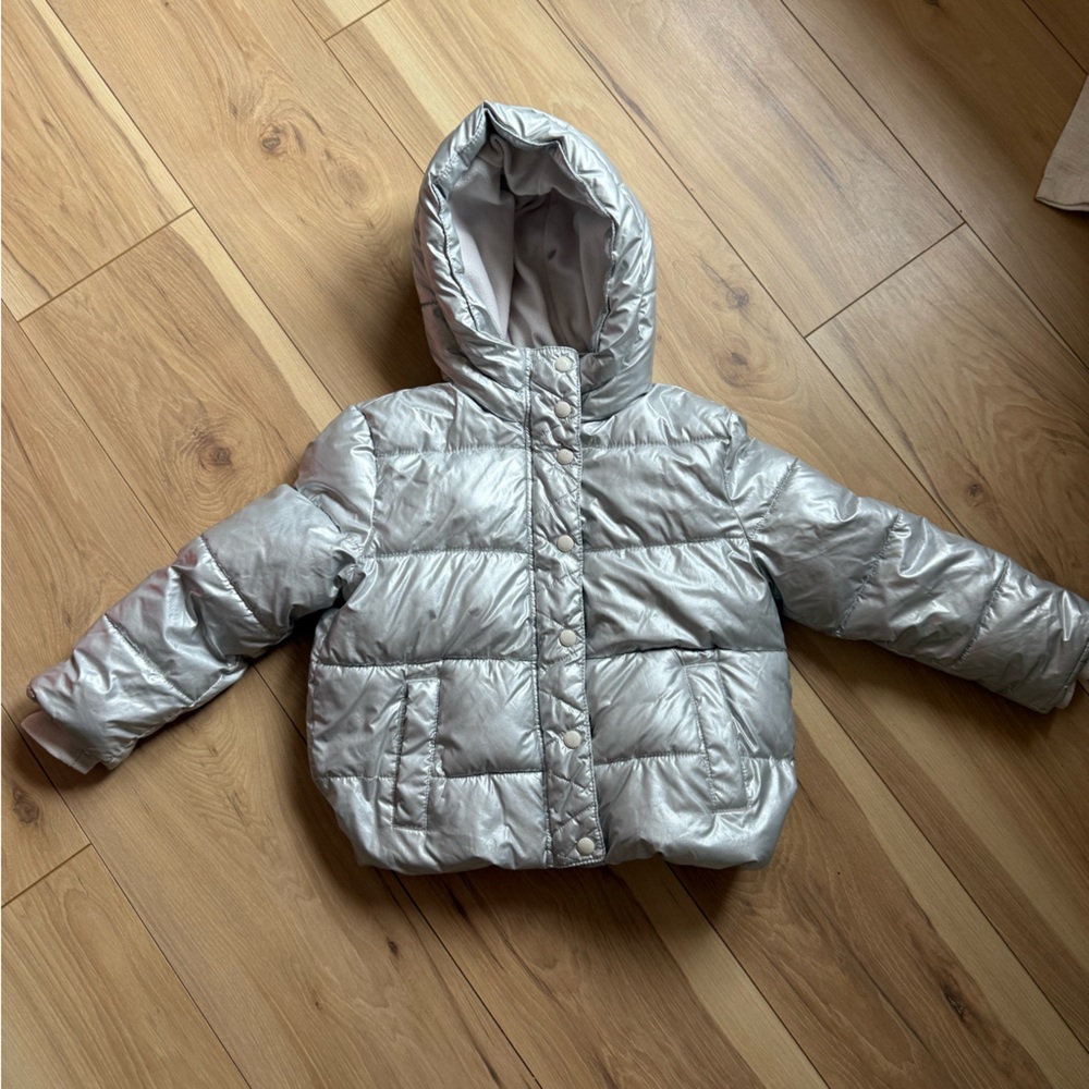 GAP Kids Metallic Silver Puffer Jacket